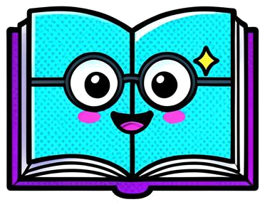 Livro aberto de óculos sorrindo